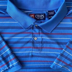 Men's Chaps Blue Stripe Polo / Golf Shirt